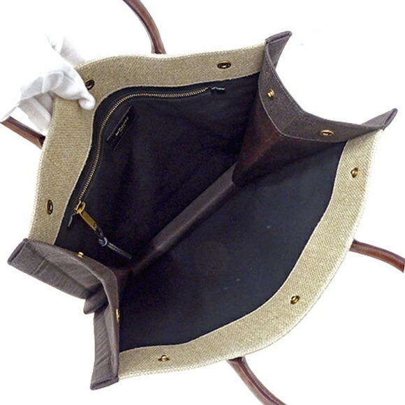 Saint Laurent SAINT LAURENT Bag Ladies Tote Rive Gauche Canvas Beige Brown - Picture 5 of 13